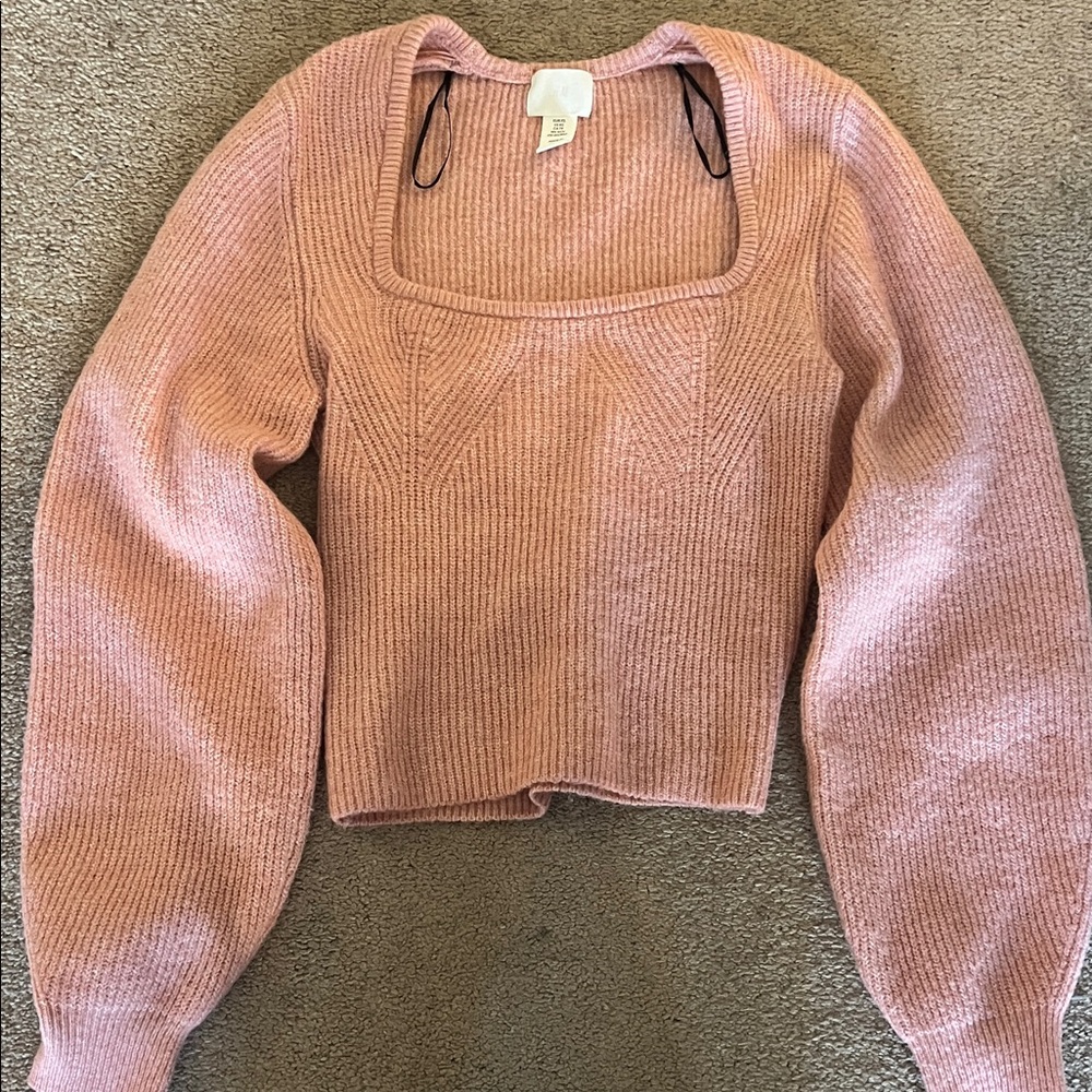 H&M Dusty Pink Square Neck Sweater XS
